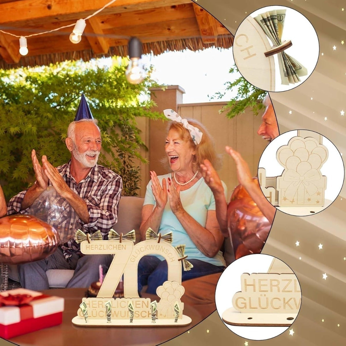 Ornement d'anniversaire en bois - Une pièce décorative élégante à accrocher pour les célébrations