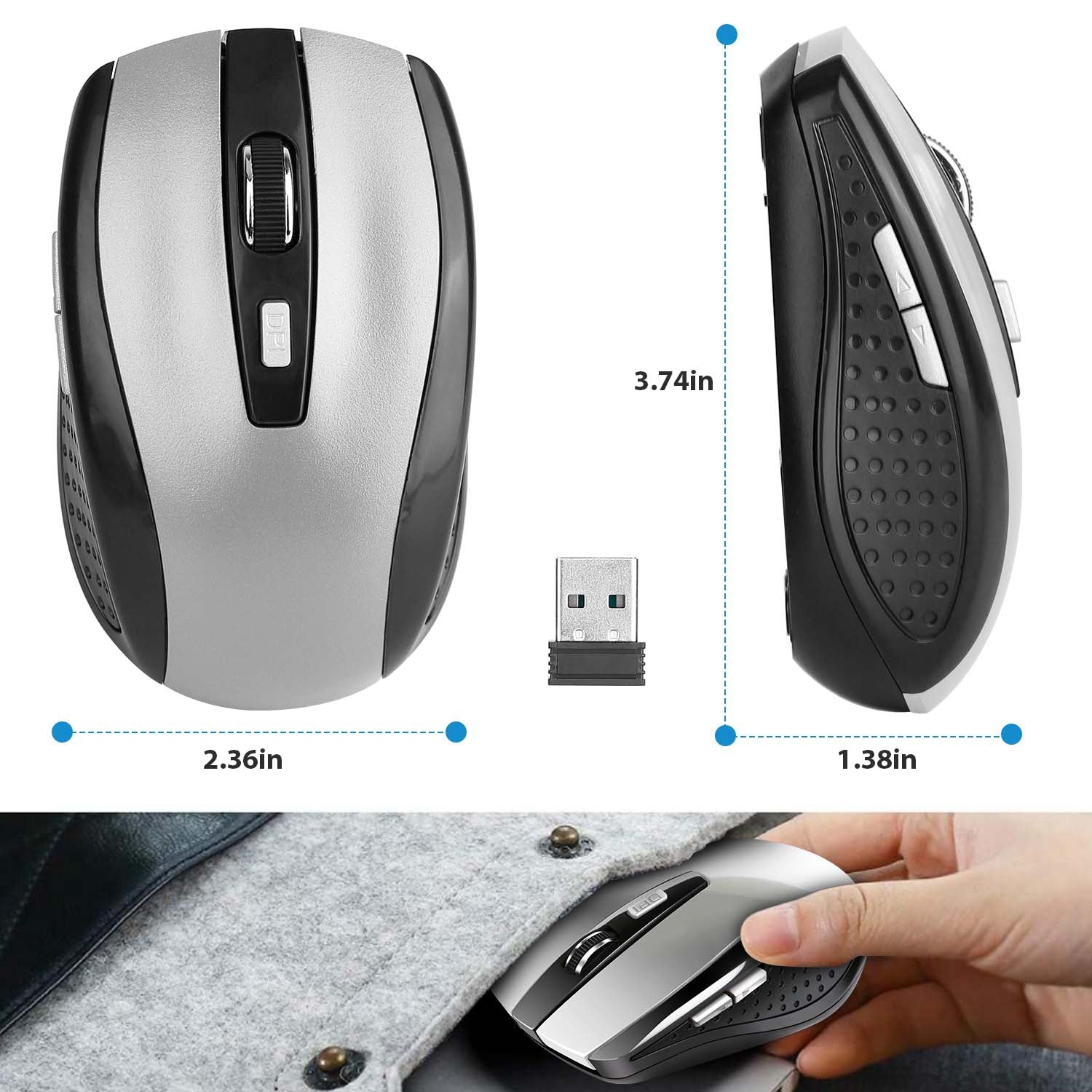 2.4G Souris de jeu sans fil optique Mice With Receveur 3 DPI réglable 6 boutons pour PC La