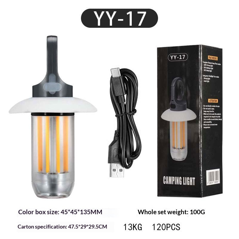 Lampe de camping double source avec crochet suspendu multi-fonction extérieur