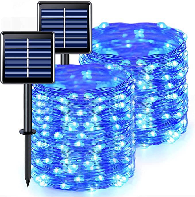 LED solaire en cuivre fil lampe Huit fonction chaîne de lumière