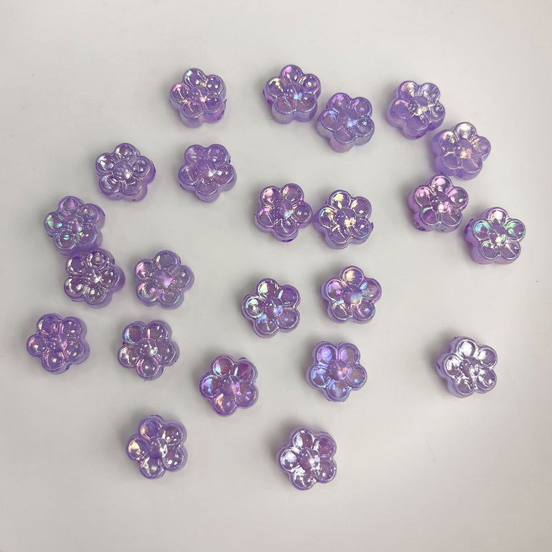 Mini perles de fleurs en acrylique 5-Petal avec paillettes d'or fin