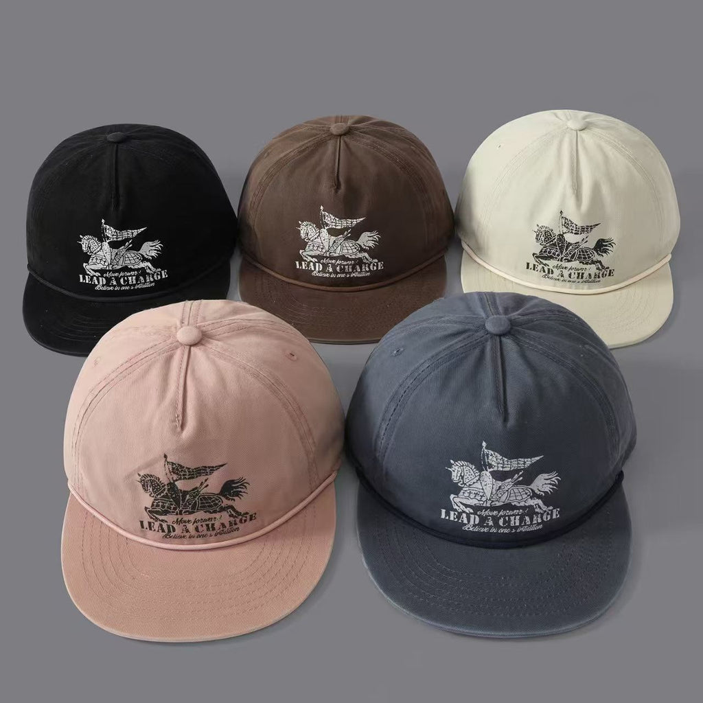 Drapeau imprimé Warhorse avec bande à lettres et bouchon plat de baseball Brim