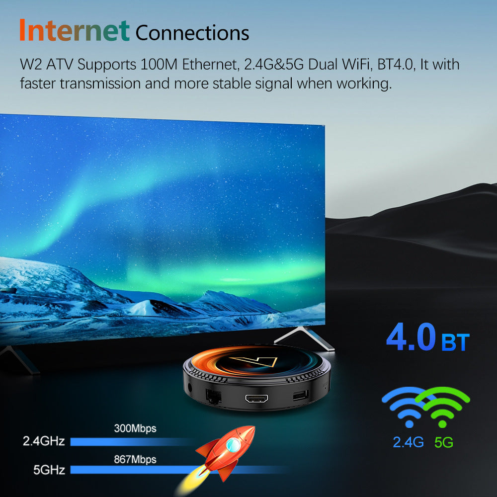 W2 TV Androidtv11 Smart TVBox AmlogicS905W2 Double Wifi