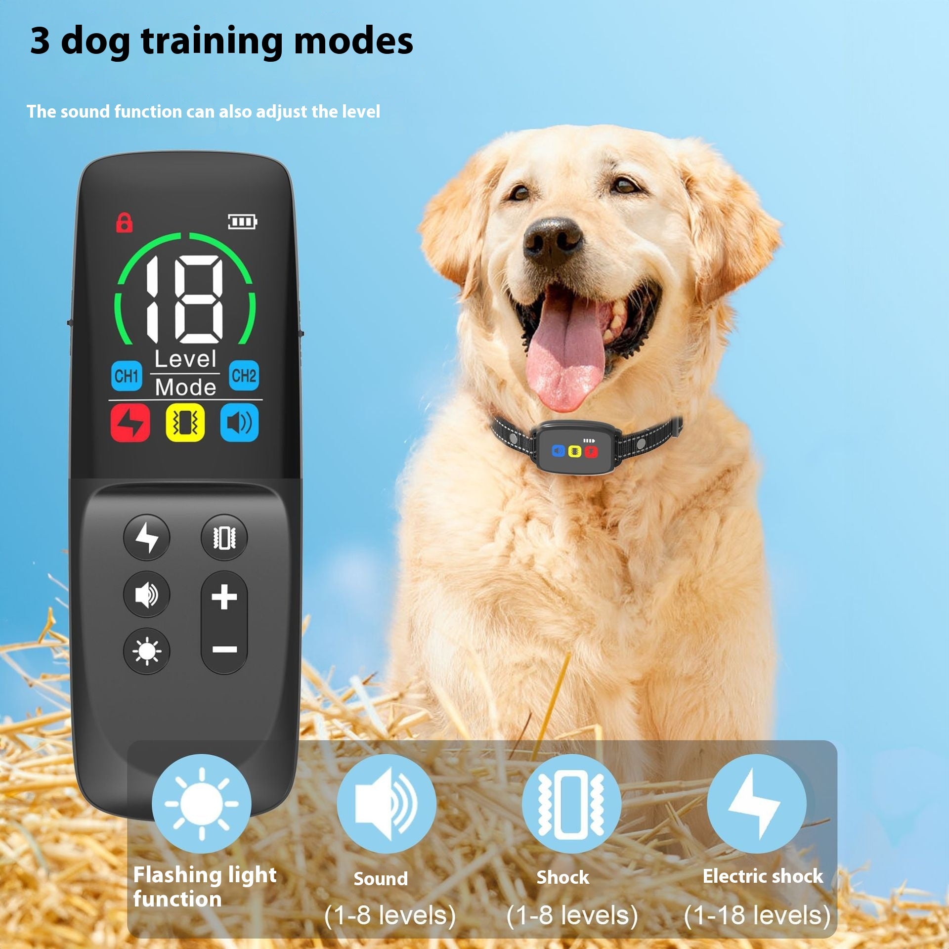 Color Screen Dog Trainer Remote Control Dog Training Collier électrique de choc