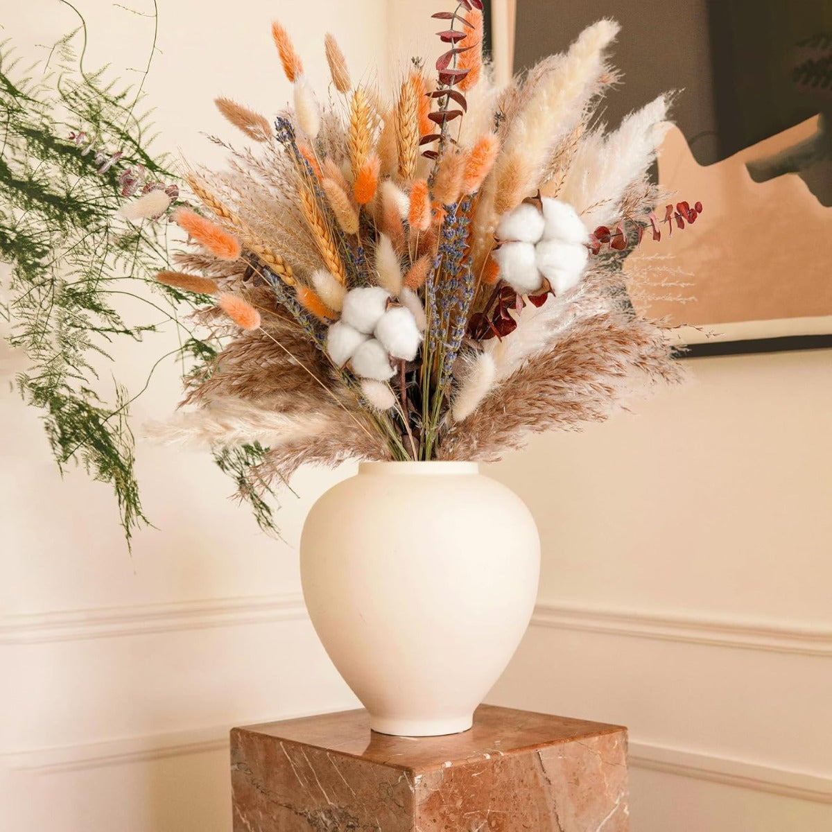 Bouquet de fleurs séchées à l'automne de 84 piece – Boho Fall Decor avec l'herbe de pampas