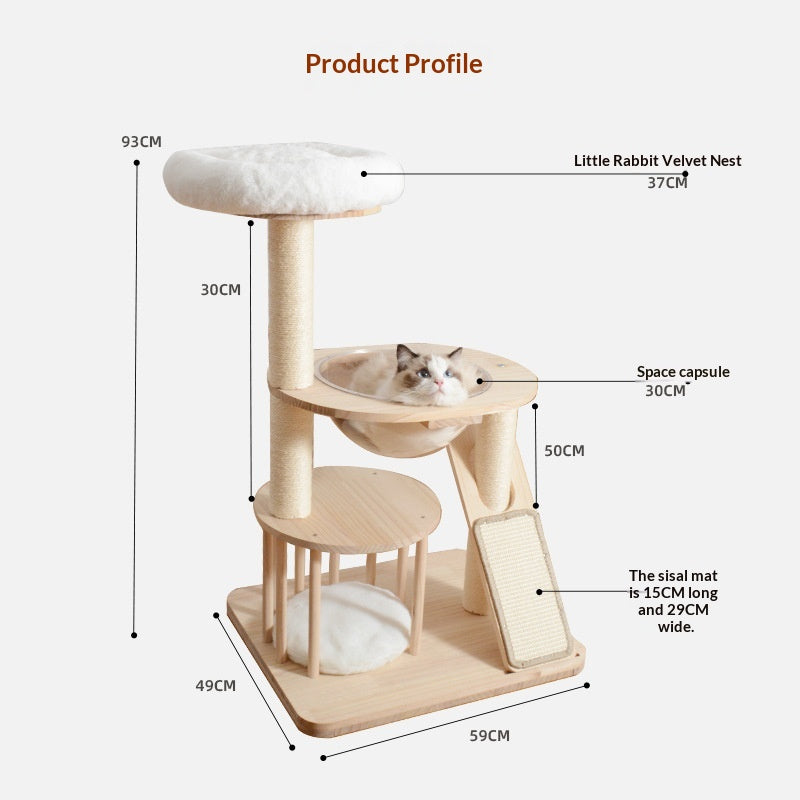 Maison de chat et plate-forme de saut Combo bois massif arbre de chat