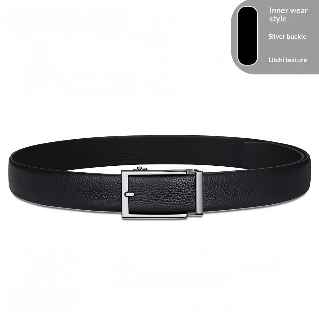 Ceinture en cuir véritable, repliée vers l'intérieur des hommes
