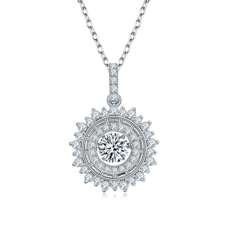 S925 Argent Sterling 0.5ct D Couleur VVS1 Moissanite Sunburst Collier Halo 45cm Platinum Pl