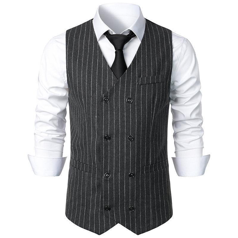 Veste retro casual double seins rayé