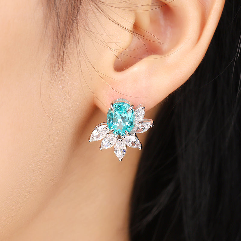 S925 Argent 7.3g Lab créé Boucles d'oreilles Gemme