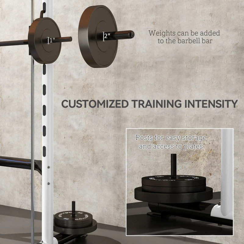 Rack de squat avec barre de traction et barre de Barbell réglable de banc presse multi-fonction poids L