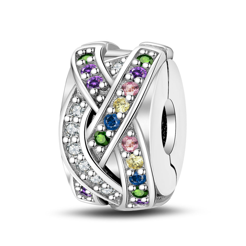 Argenté coloré Zircon Accent perles bracelet bricolage Charm