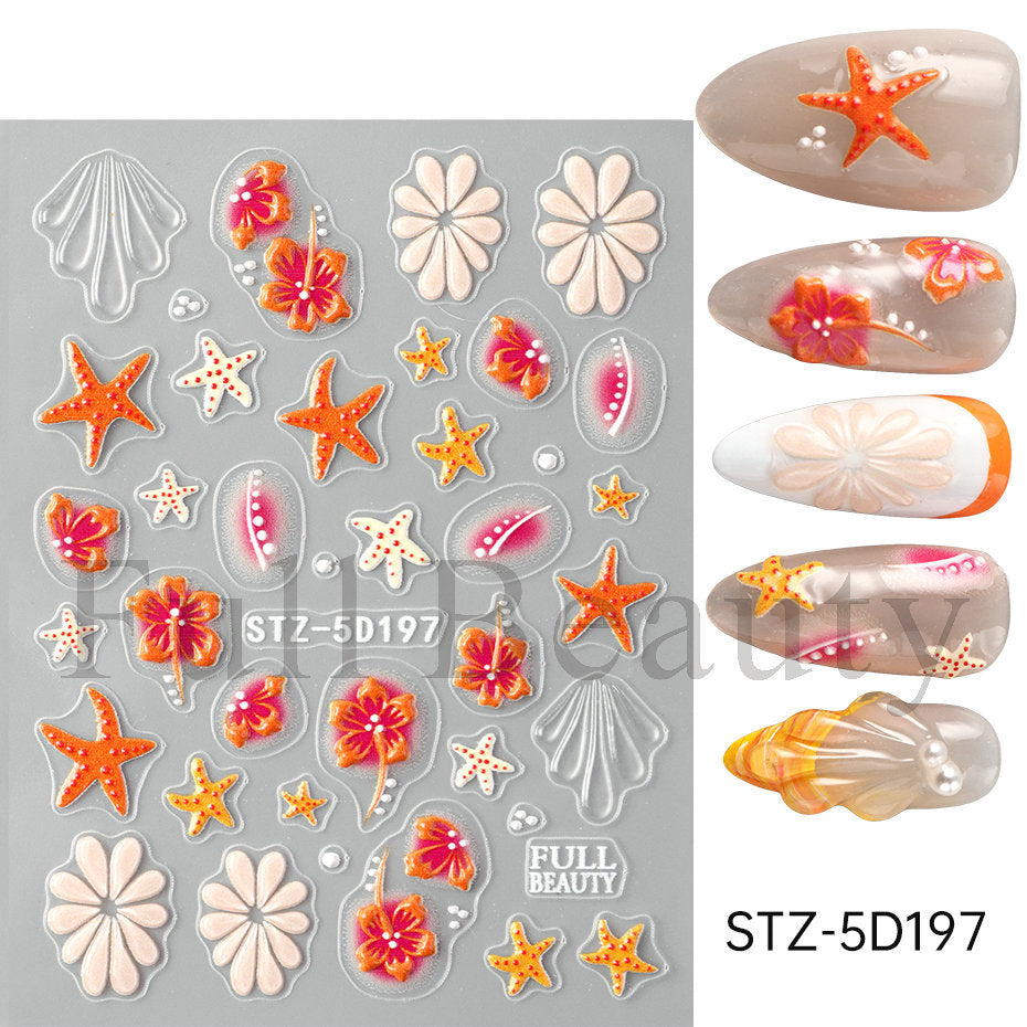 Stickers ongles adhésifs 3D embossé style ins