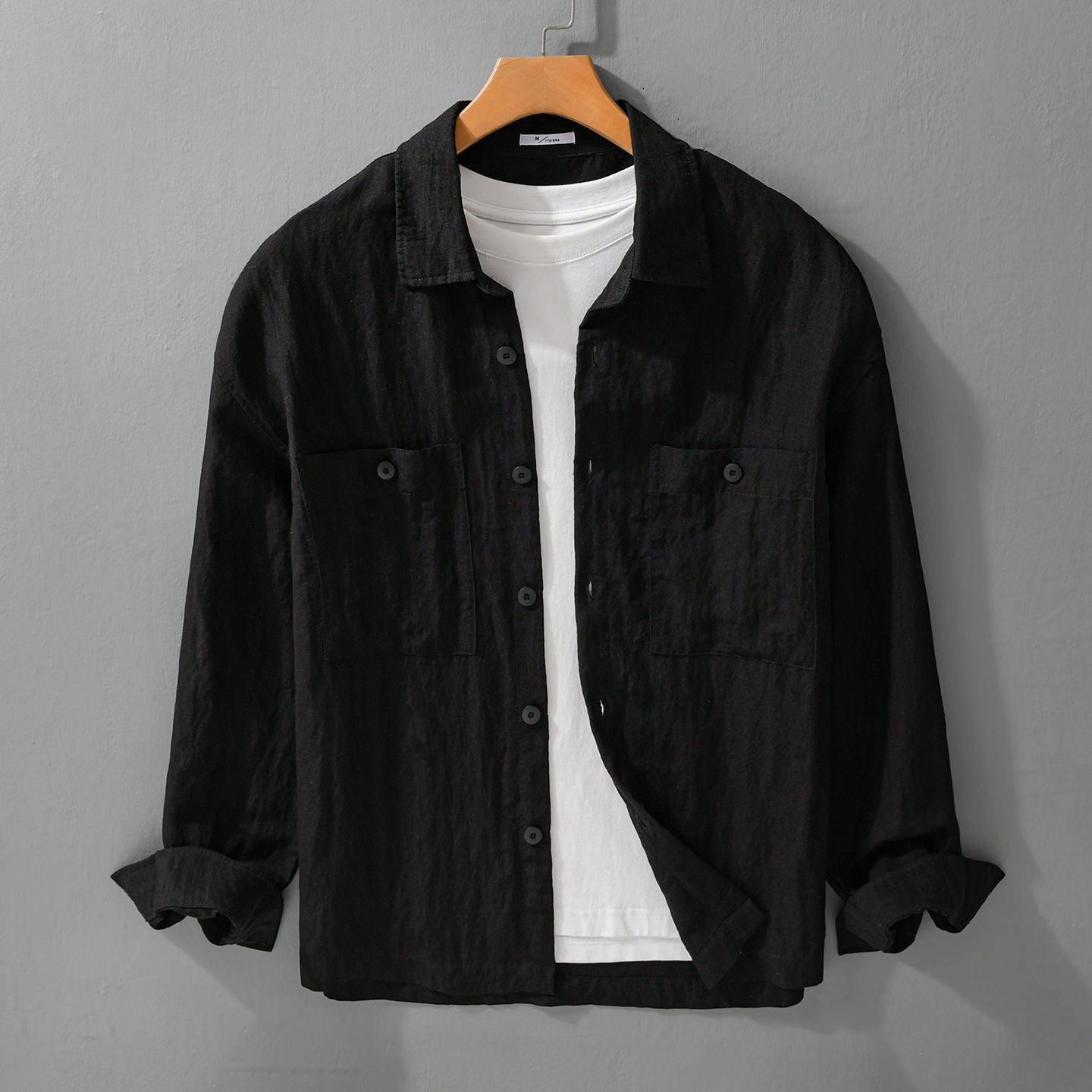 Chemise en lin manches longues pour hommes Blouse détendue