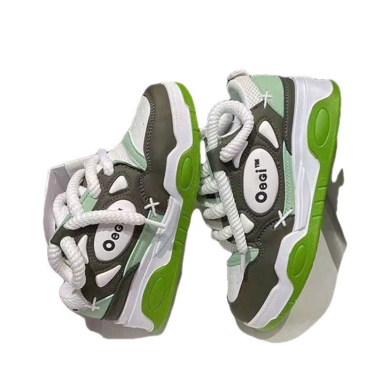 Sneakers du bas du talon moyen de Muffin ronde mode pour les femmes