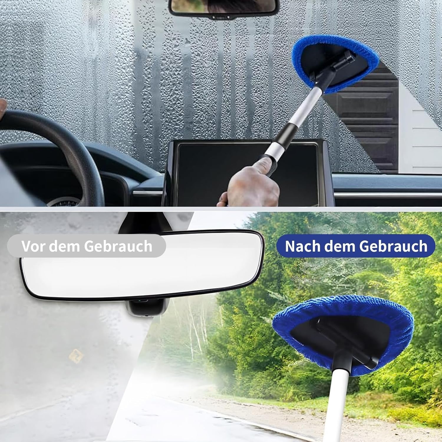Kit de nettoyage de voiture 7 pièces avec poignée télescopique
