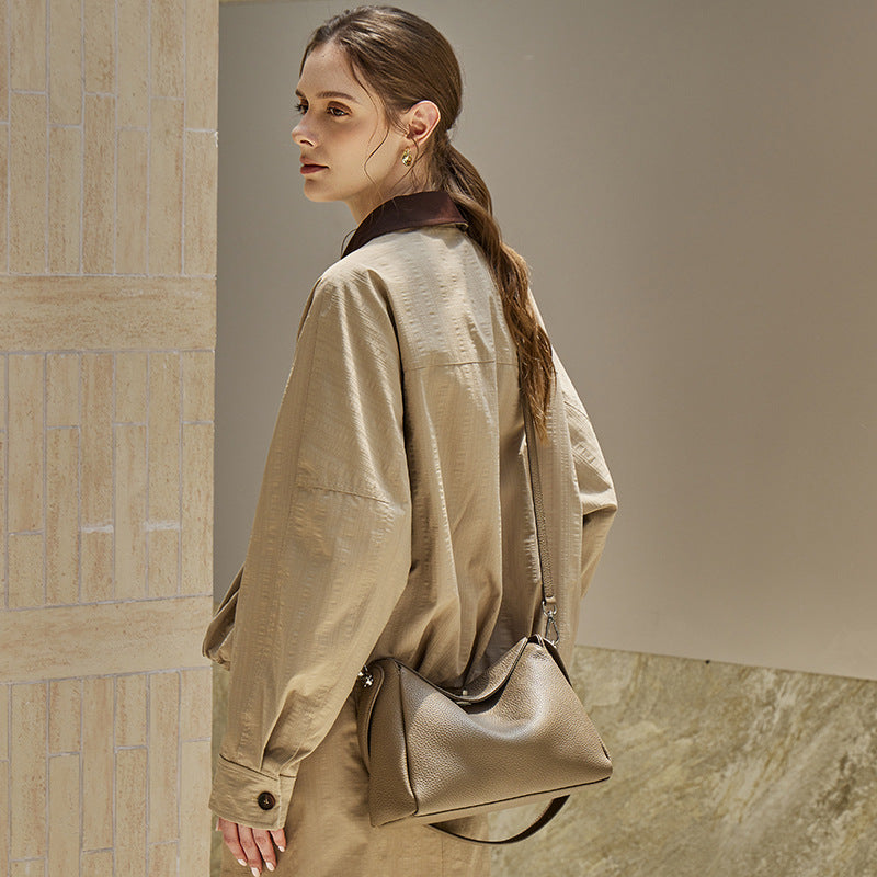Sac transversal de navette en cuir véritable mono-épaule
