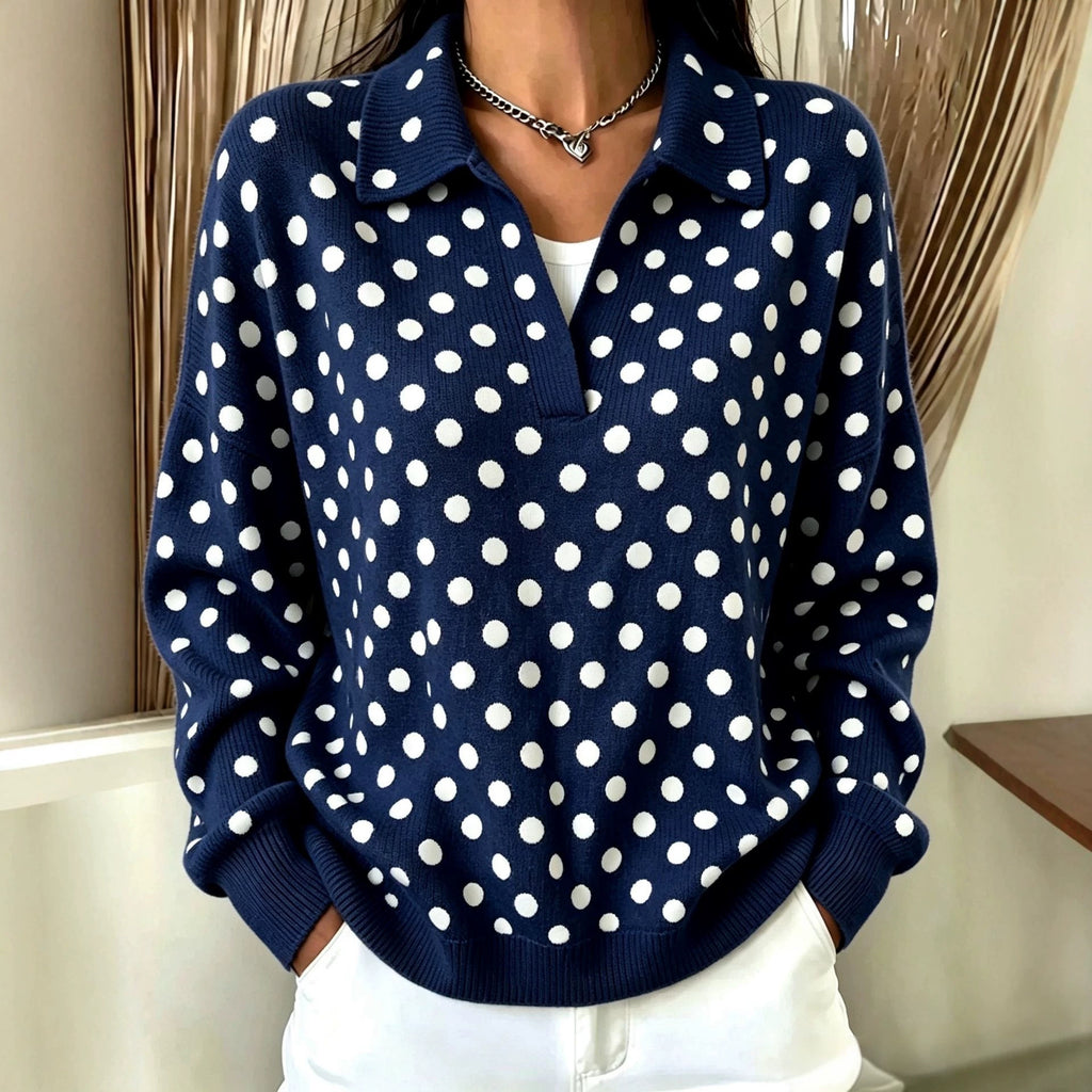 Pull à manches longues encolure en maille avec impression numérique