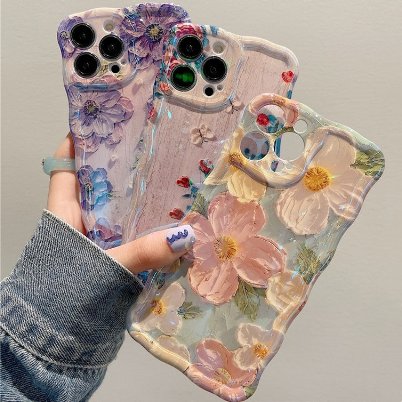 Silicone résistant à l'huile peinture Flower Phone Case