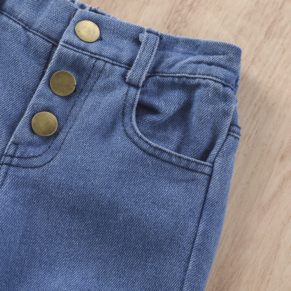 Costume de pantalons de denim de couleur solide pour filles