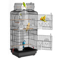 SucceBuy Open Top Large Parrot Bird Cage Hanging Bird Cage for Kinds of Birds Travel Pet Flight Birdcage with Swing and Perch