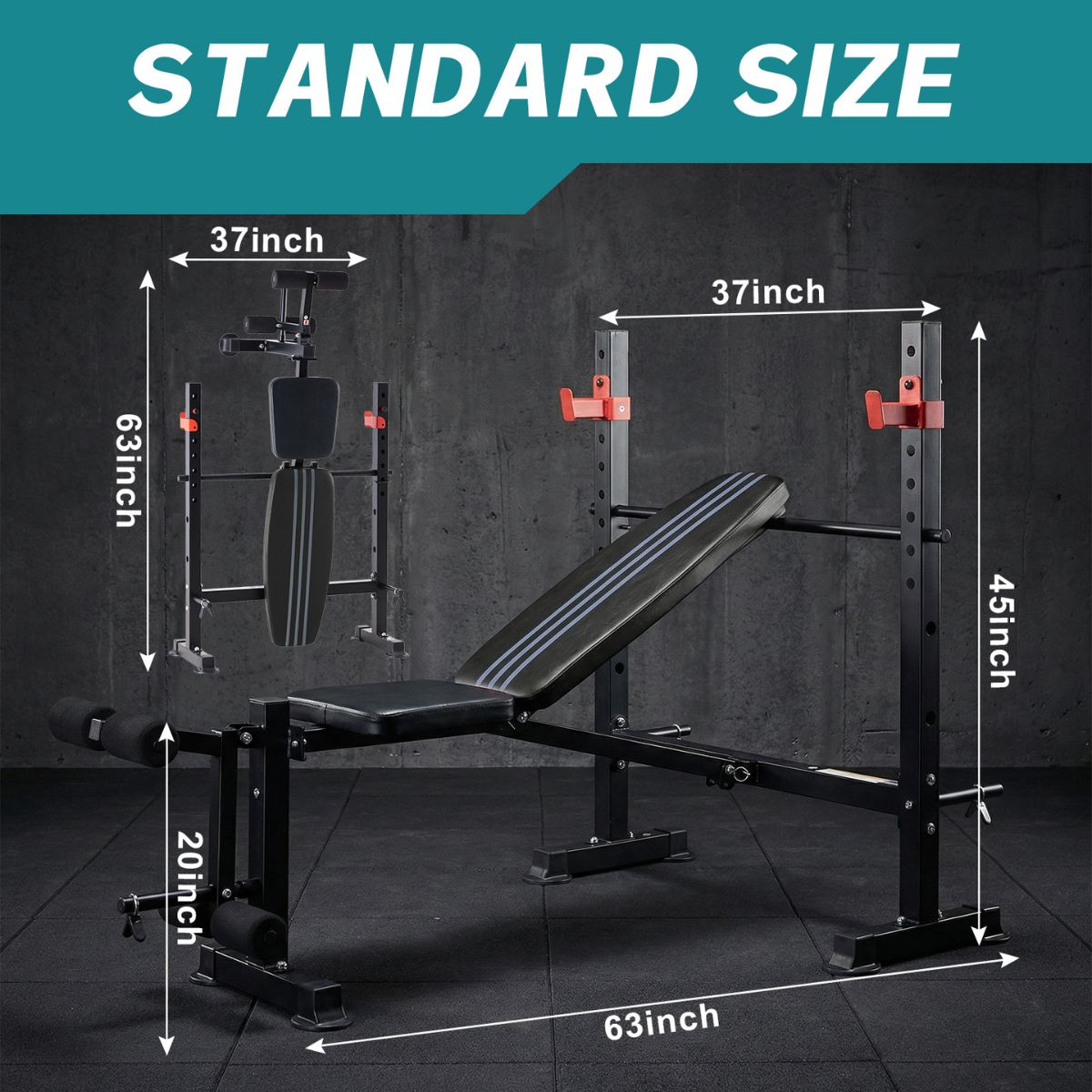 Banc de poids réglable avec rack