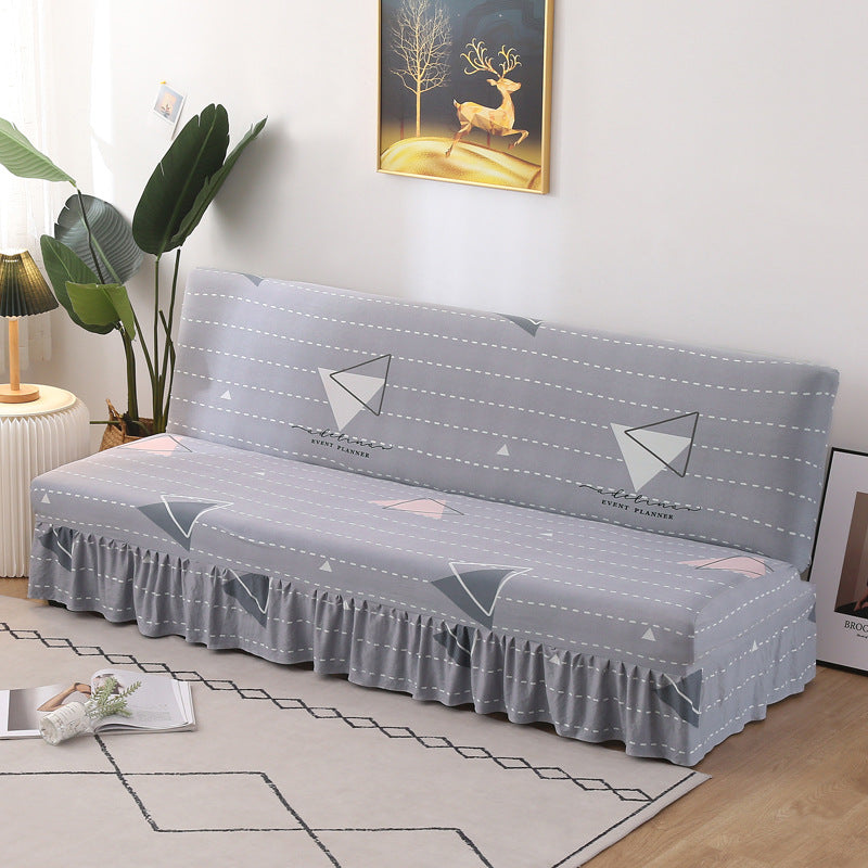 Slipcover stretch pour un lit sans bras encaissant simple simple housse de canapé pliable avec jupe
