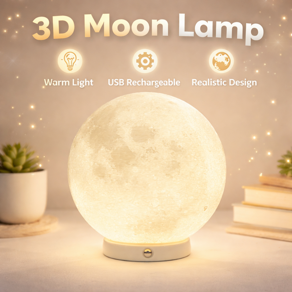 Lampe Lune Imprimée 3D USB Rechargeable Lumière Réaliste Lunaire Lumière de Nuit Pour Chambre D