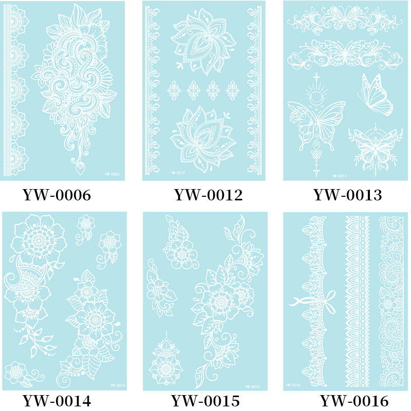Stickers Tattoo Glow In The Dark Henna Intricate Dentelle Hand & Arm Designs pour Halloween Chr