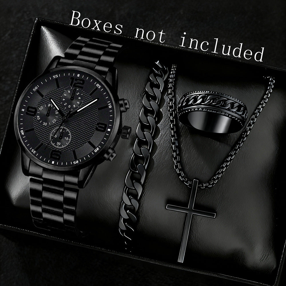 3-Eye Digital hommes bracelet de montre et collier ensemble