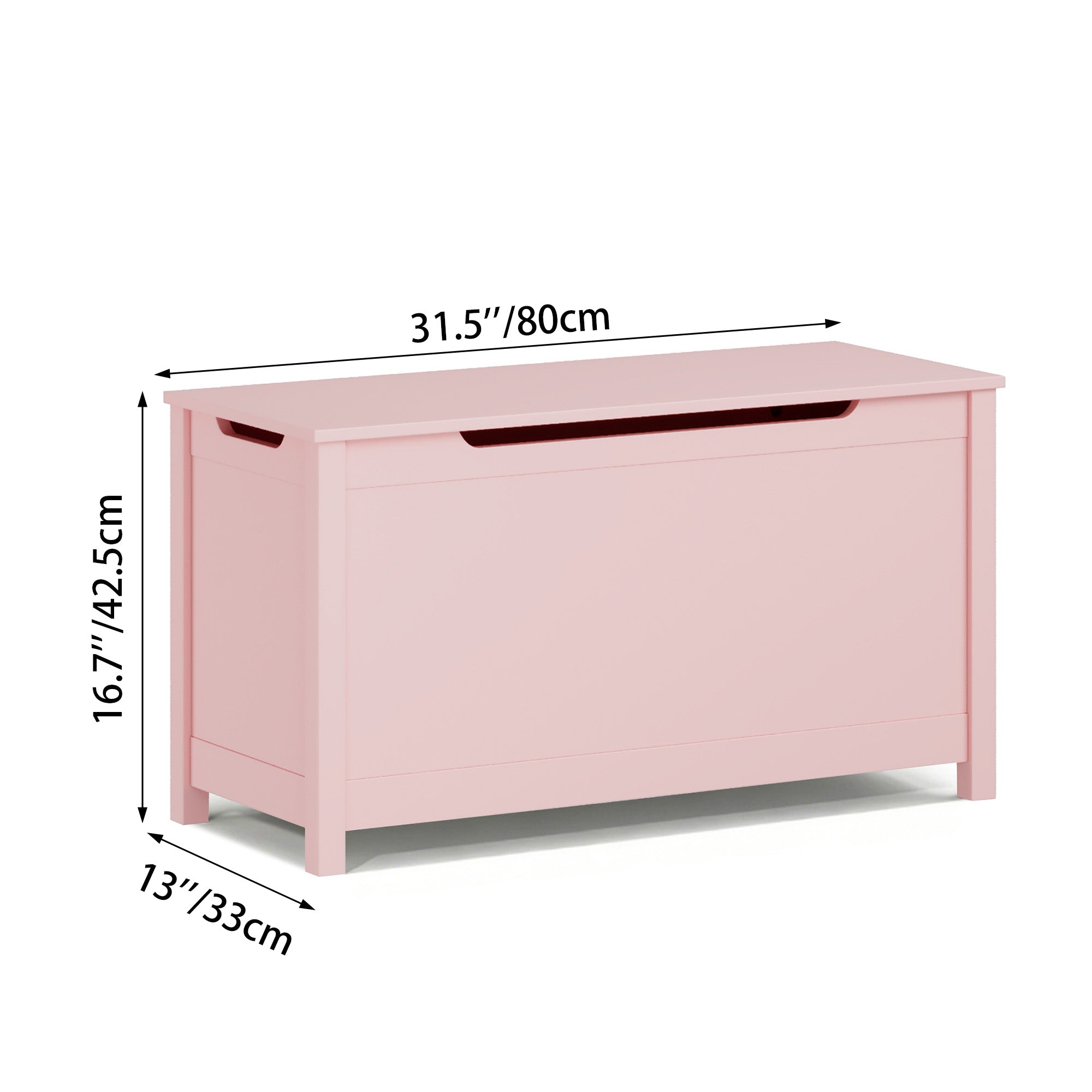 Rangement de boîtes de jouets en bois pour enfants avec couvercle à charnières de sécurité pour les 2 ans et plus (Pink)