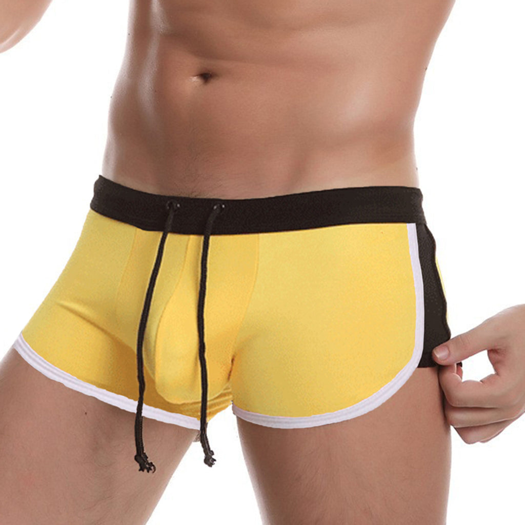 Trunks de bain de bloc de couleur pour hommes Quick Drawstring Waist Beach Short Plus Taille bain Su