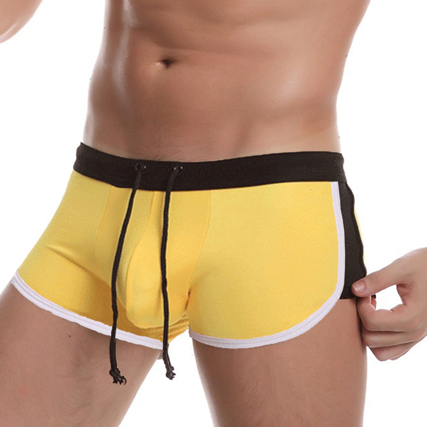 Trunks de bain de bloc de couleur pour hommes Quick Drawstring Waist Beach Short Plus Taille bain Su