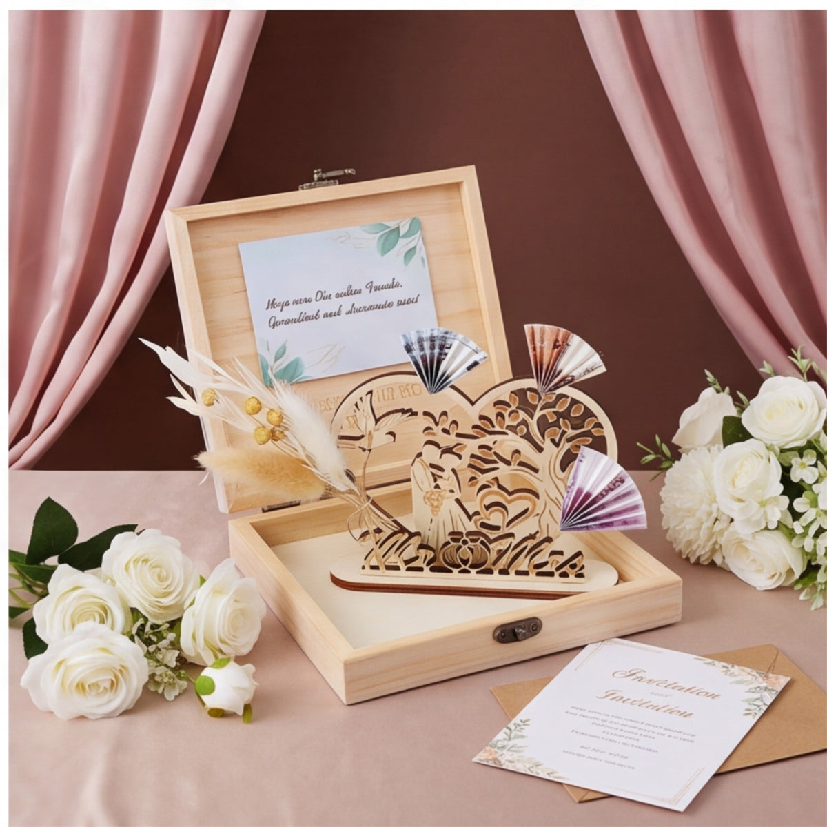 Boîte cadeau en bois pour mariage