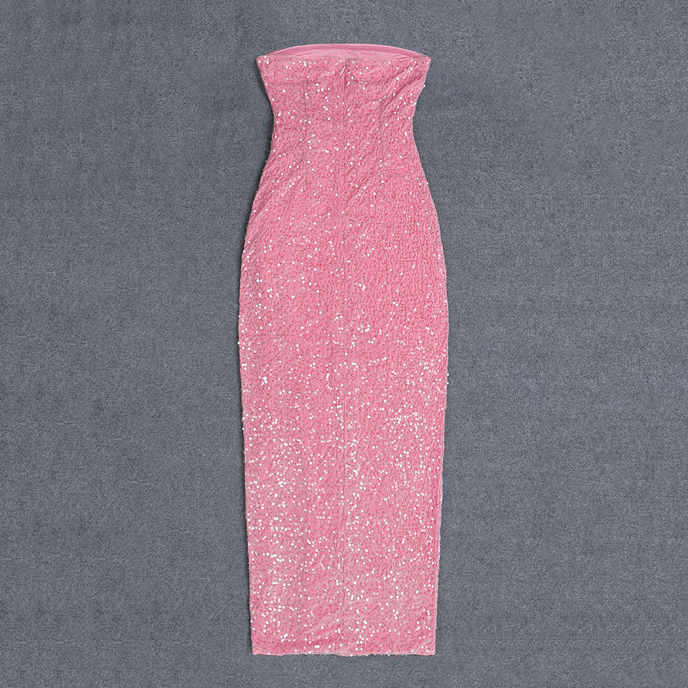 Robe longue de coupe de l'Off-Shoulder Slimming Sequins sans dos