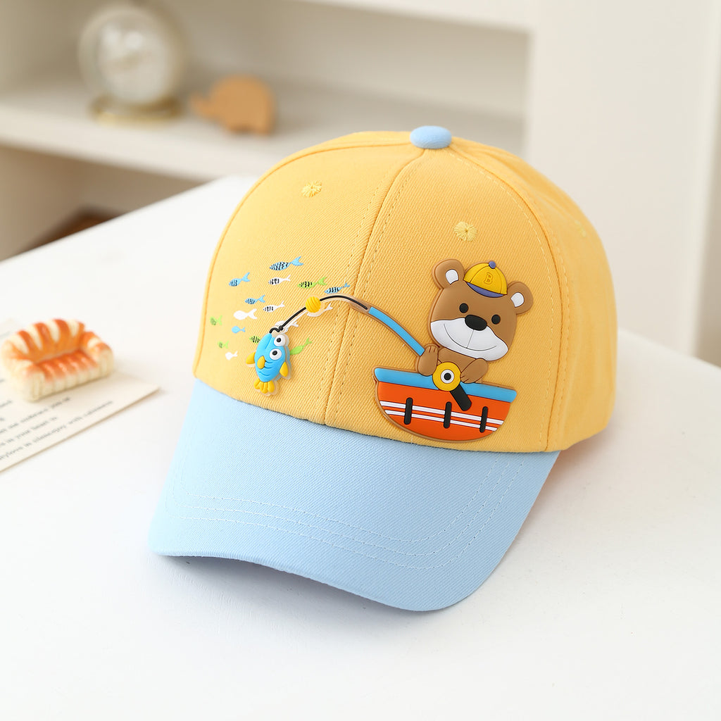 L'été de la pêche à la caricature pour enfants Teddy Bear Patchwork Cap de baseball pour bébé convient à Outd
