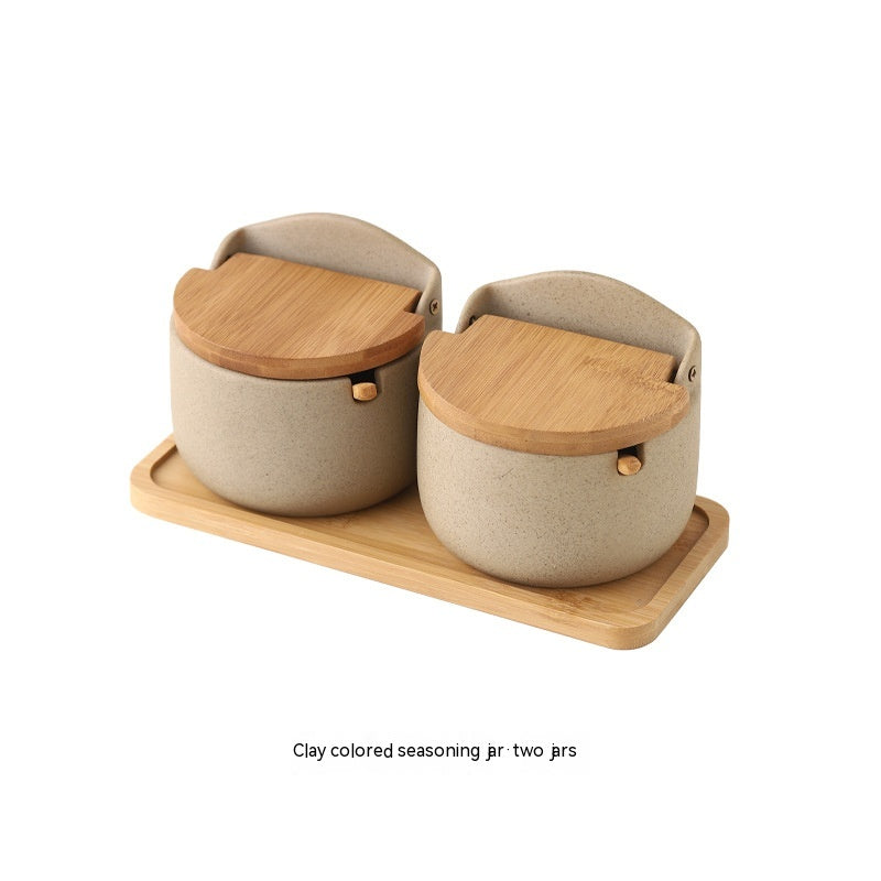 Boîte en céramique de style japonais avec serti à trois pièces de sertissage sel et S