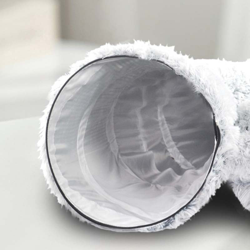 Lit chaud de chat en peluche avec tunnel pour les chats intérieurs Collapsible Donut Cat jouer à coucher Cave