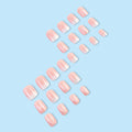24 pièces Short Square Rose Jelly Nail Polonais avec Gradient Butterfly Design Nail Set. Suita