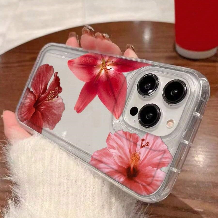 Red Hibiscus Rosa-sinensis Applicable Airbag Trend Phone Case