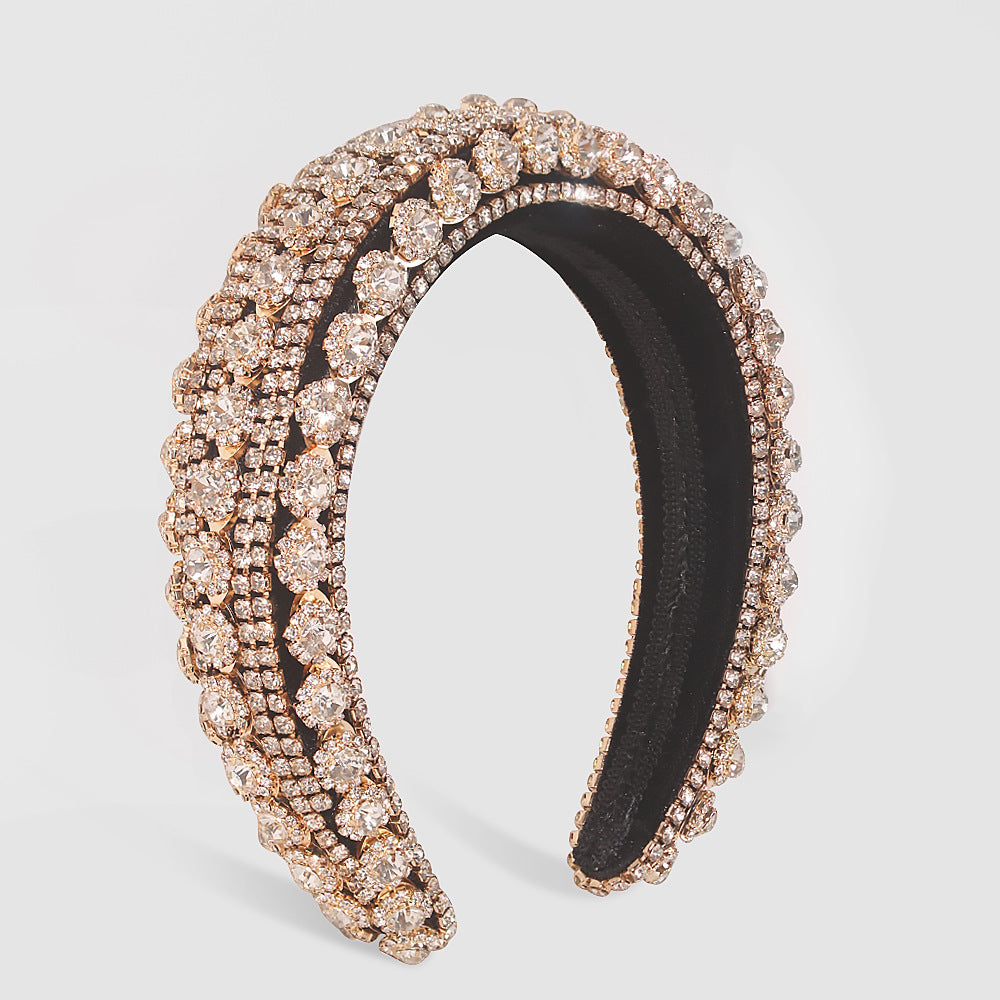Strass Full Diamond Temperament Headband Mode Large bord baroque accès cheveux en cristal