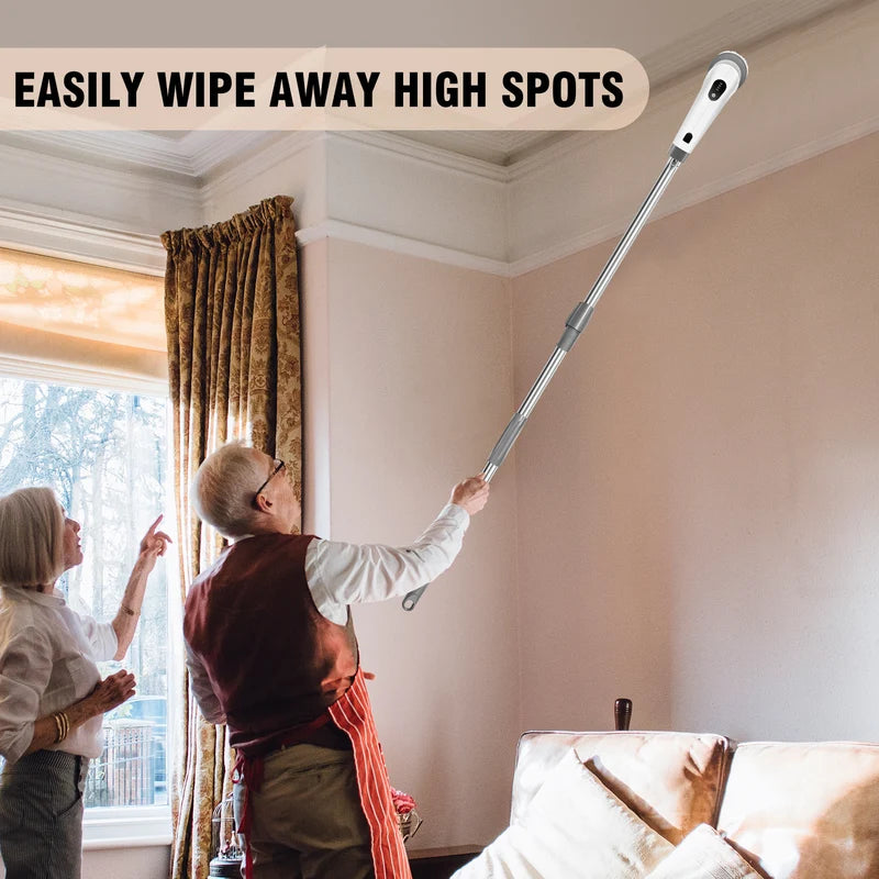 Electric Rotary Scrubber with Adjustable Handle for Power Cleaning and 9 Interchangeable Brushes