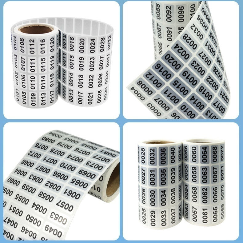 1-2000 Étiquette numérique Numéro de série Sticker Matte Silver Adhesive Label