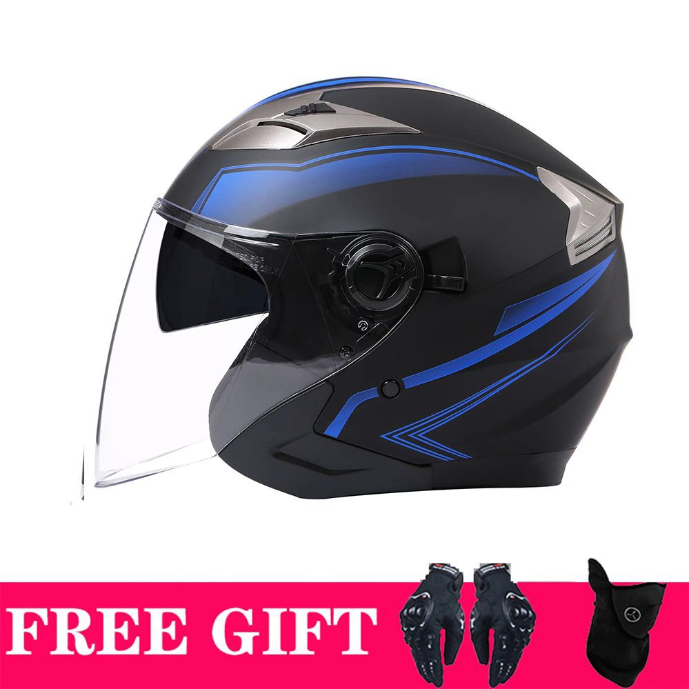Casque de moto Double Lens Retro Casque d'équitation