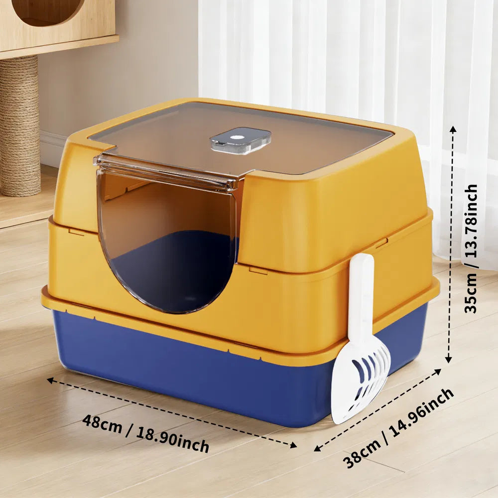 Orange Galaxy Enclosed Cat Litter Box