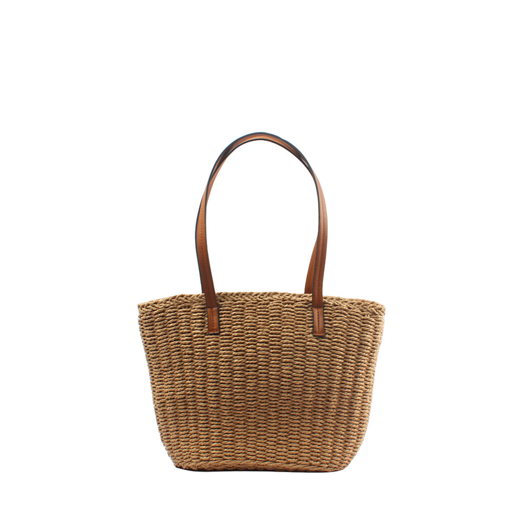 Sac à fourre-tout de grande capacité tissé en couleur solide