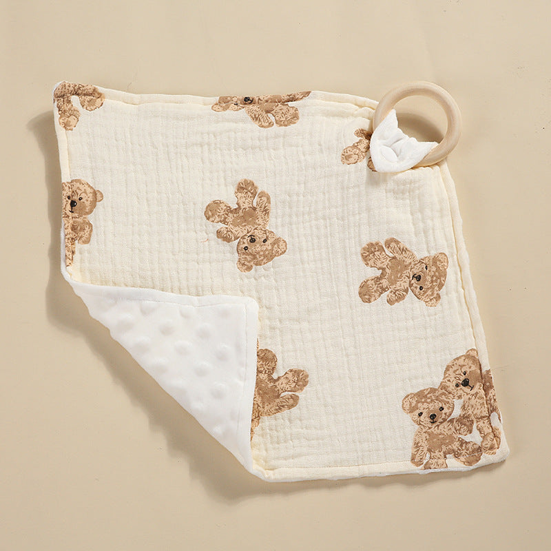 Bite anneau double couche Crêpe Serviette Saliva Baby Doll Square Serviette