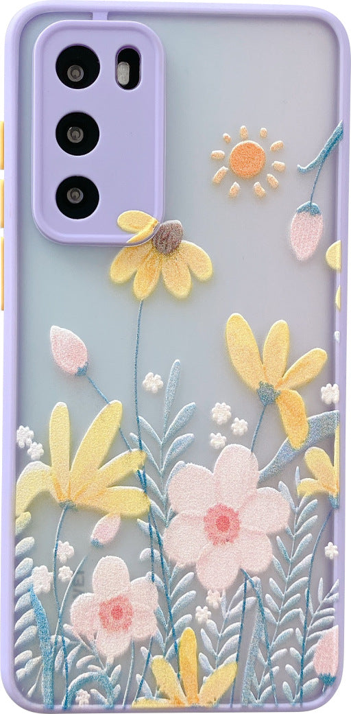 Étui de téléphone à fleurs embossé