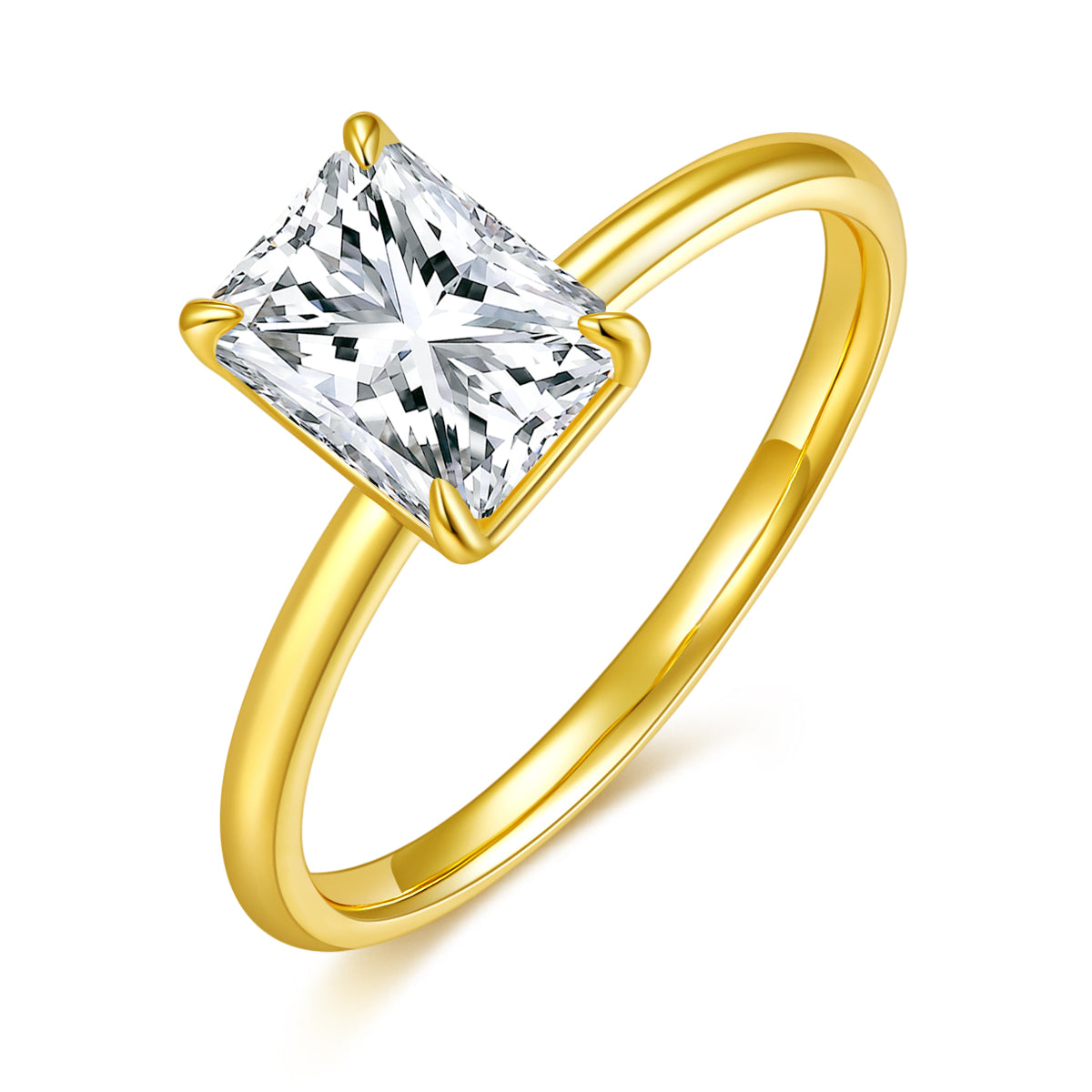 S925 Argent 2.0g Or plaqué 2ct Moissanite Anneau