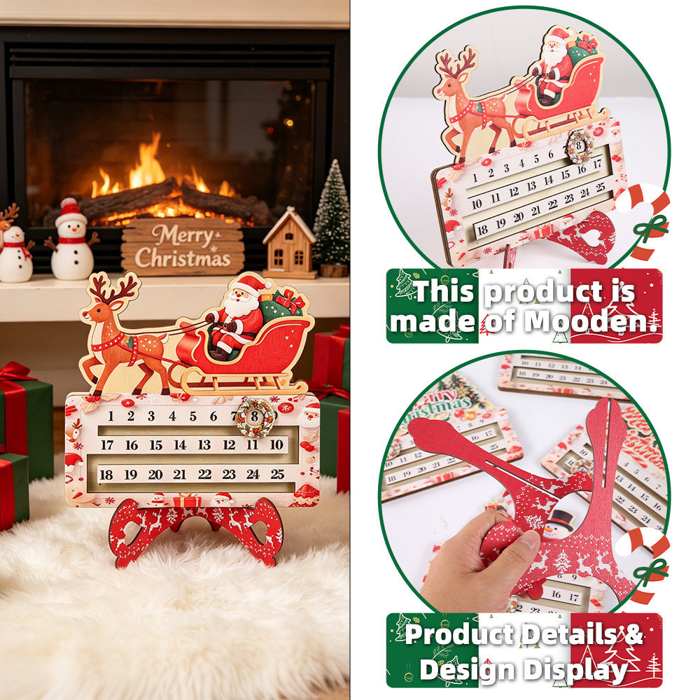 Créative Cartoon Countdown Christmas Wooden Tabletop Craft